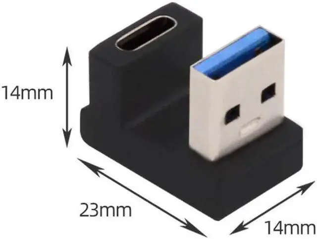 Alt view image 7 of 7 - JAENFONG USB-C Type C Female Opposite U Shape Back Angled to USB 3.0 A Male Data Adapter for Laptop Desktop