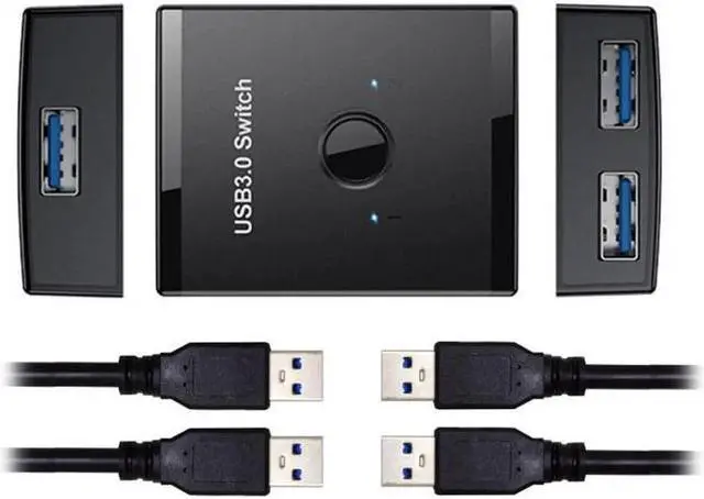 Main image of JAENFONG USB 3.0 Bidirectional Switch Selector 2 to 1 PCs Sharing or 1 to 2 Hub for Keyboard Mouse Scanner Printer