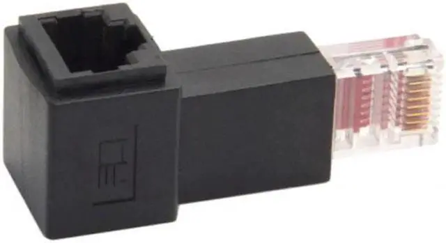 Alt view image 6 of 6 - JAENFONG Angled 90 Degree 8P8C FTP STP UTP Cat 5e Male to Female Lan Ethernet Network Extension Adapter