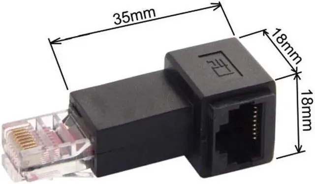 Alt view image 3 of 6 - JAENFONG Angled 90 Degree 8P8C FTP STP UTP Cat 5e Male to Female Lan Ethernet Network Extension Adapter