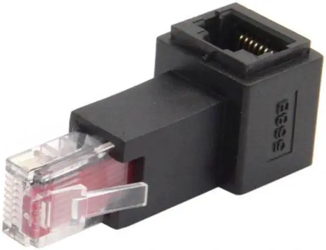 Alt view image 4 of 6 - JAENFONG Angled 90 Degree 8P8C FTP STP UTP Cat 5e Male to Female Lan Ethernet Network Extension Adapter