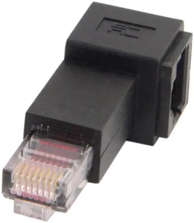 Alt view image 2 of 6 - JAENFONG Angled 90 Degree 8P8C FTP STP UTP Cat 5e Male to Female Lan Ethernet Network Extension Adapter