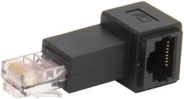 Main image of JAENFONG Angled 90 Degree 8P8C FTP STP UTP Cat 5e Male to Female Lan Ethernet Network Extension Adapter