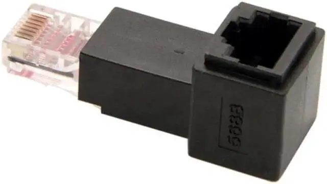 Alt view image 5 of 5 - JAENFONG Angled 90 Degree 8P8C FTP STP UTP Cat 5e Male to Female Lan Ethernet Network Extension Adapter