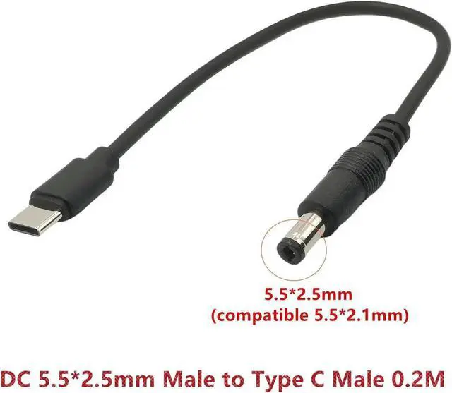Main image of 2PCS JAENFONG 22AWG Type C Power Adapter Type C USB Male to DC 5.5x2.1mm Female Connector Charge Barrel Jack Power Adapter USB C 5V Connector(5.5x2.5mm Male)