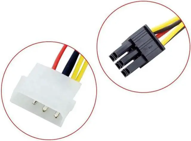 Alt view image 3 of 3 - 2pcs IDE 4pin Male to 6pin Female Graphics Card Power Supply cable Extension Conversion PCIe PCI-e Adapter