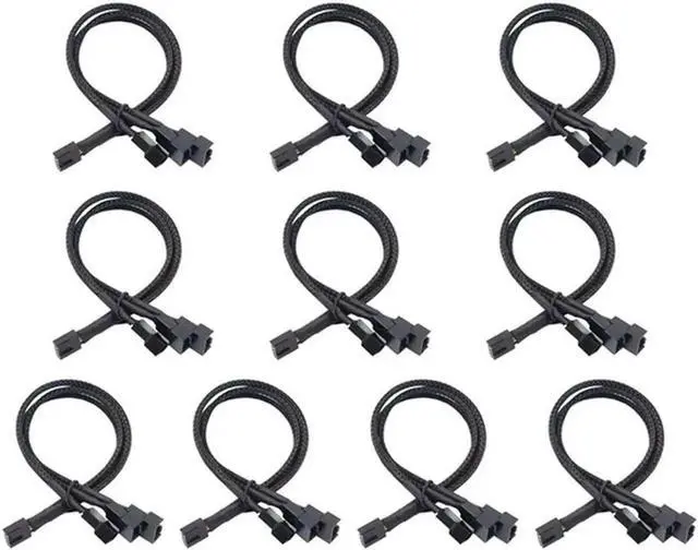 Alt view image 2 of 2 - 10PCS Computer Fan Cable 4Pin Extension Cable PWM Temperature Control Cooling Fan Splitter Hub Power Cable
