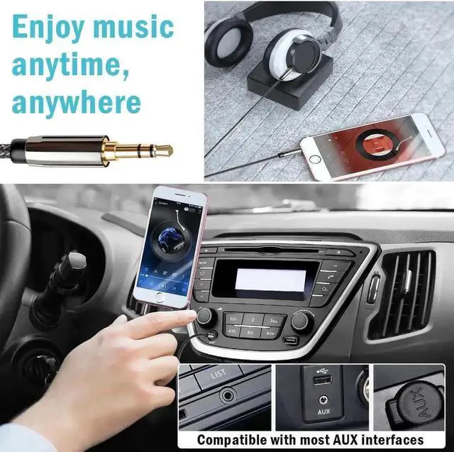 Alt view image 3 of 7 - JAENFONG AUX Cable, 3.5mm Nylon Braided Stereo AUX Cable Male to Male Hi-Fi Sound AUX Cord Auxiliary Audio Cable for Car, Headphone, Speaker, Home Stereo, iPhone, Echo(6.6 Feet / 2 Meters)