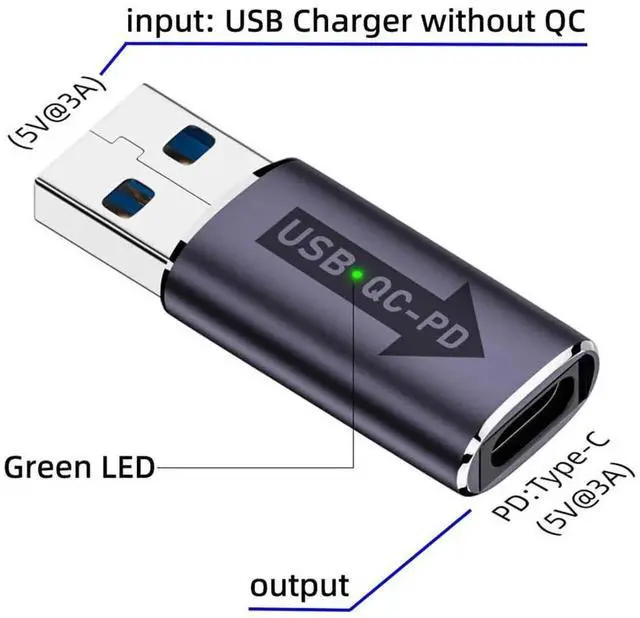 Alt view image 7 of 7 - JAENFONG 2 Pack 10Gbps USB 3.0 Female to PD USB-C Type C Male Connector QC Data Sync Type C Adapter for Laptop Tablet Phone