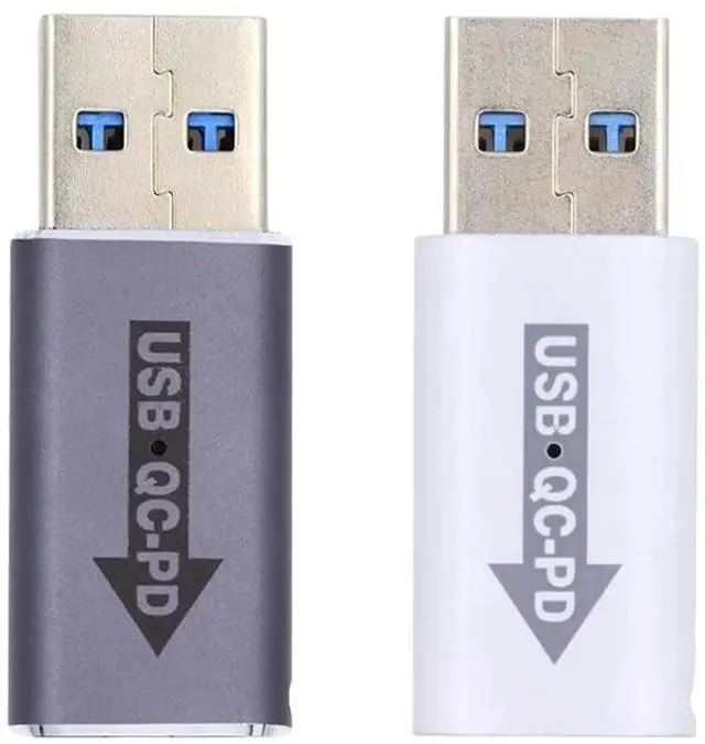 Alt view image 4 of 7 - JAENFONG 2 Pack 10Gbps USB 3.0 Female to PD USB-C Type C Male Connector QC Data Sync Type C Adapter for Laptop Tablet Phone