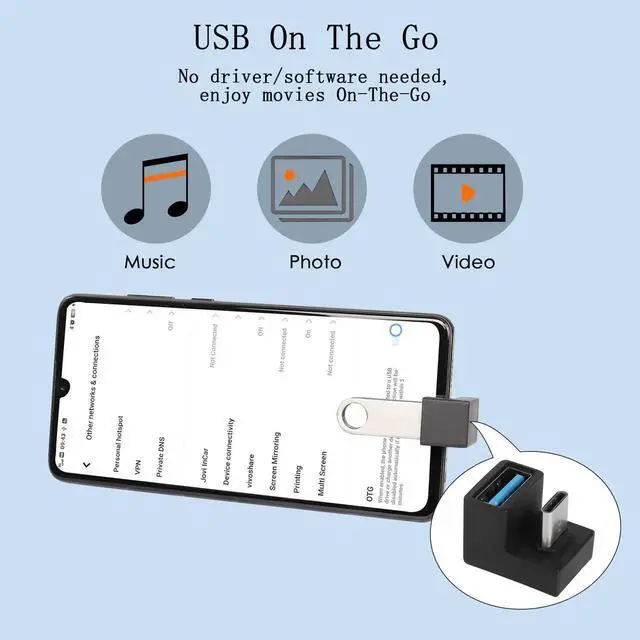 Alt view image 4 of 6 - JAENFONG U-Shape USB C to USB 3.1 Adapter 180 Degree Type C Male to USB A3.1 Female Coupler Connector 10Gbps Support Data Transfer OTG 2Pcs