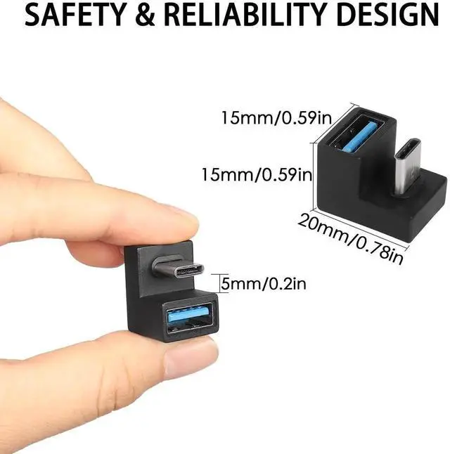 Alt view image 6 of 6 - JAENFONG U-Shape USB C to USB 3.1 Adapter 180 Degree Type C Male to USB A3.1 Female Coupler Connector 10Gbps Support Data Transfer OTG 2Pcs