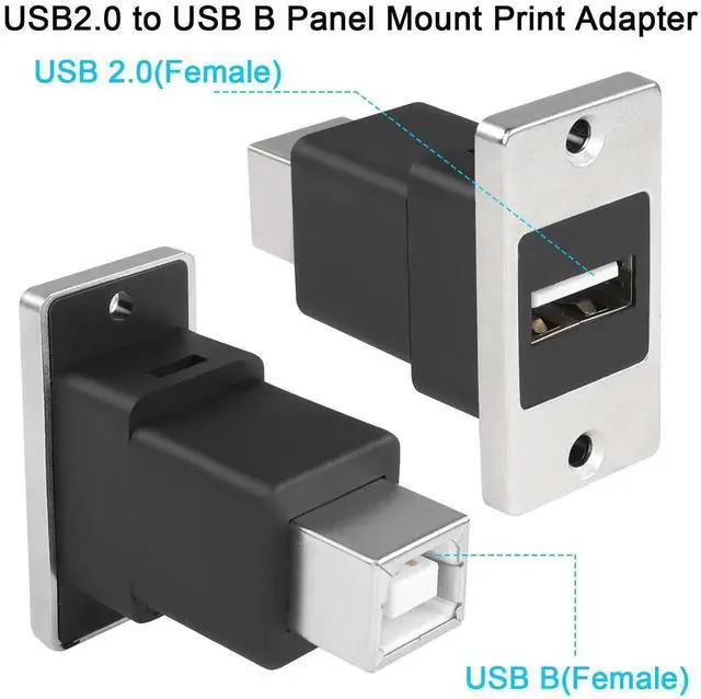 Alt view image 7 of 7 - JAENFONG USB2.0 to USB B Panel Mount Print Adapter, USB 2.0 Female to USB B Female Rectangular Connector, Printer Socket, Scanner, Fax, PC, Laptop