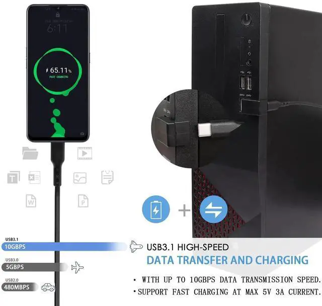 Alt view image 2 of 6 - JAENFONG U-Shape USB 3.1 to USB C Adapter 180 Degree USB A3.1 Male to Type C Female Coupler Connector 10Gbps Support Data Transfer OTG 2Pcs