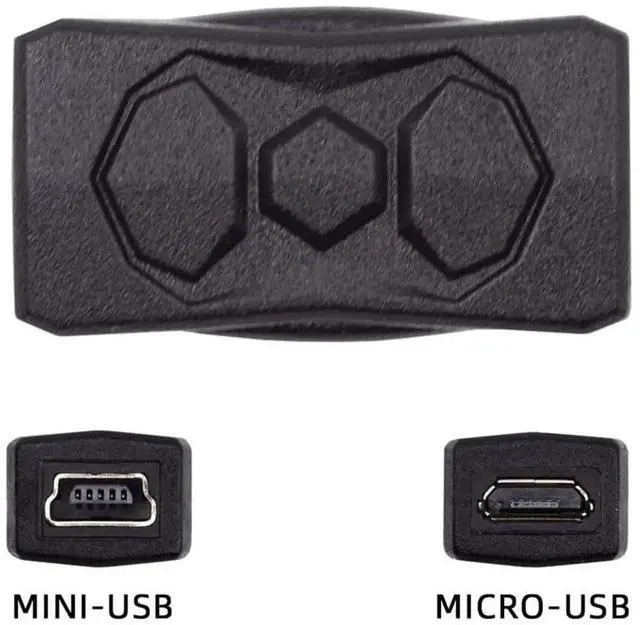 Alt view image 6 of 7 - JAENFONG Micro USB 2.0 to Mini USB 5Pin Male to Female Extension Adapter, Support Charging and Data Sync, Black, Pack of 3pcs