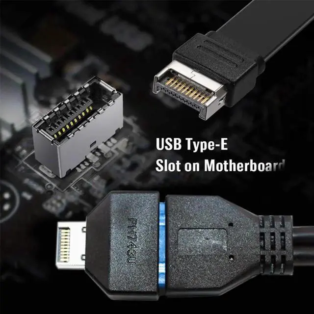 Alt view image 4 of 7 - JAENFONG Type-E Key-A to 20Pin Header 10Gbps Overmold IDC Socket USB 3.1 Front Panel Header to USB 3.0 19Pin Extension Connector Adapter with CH334P