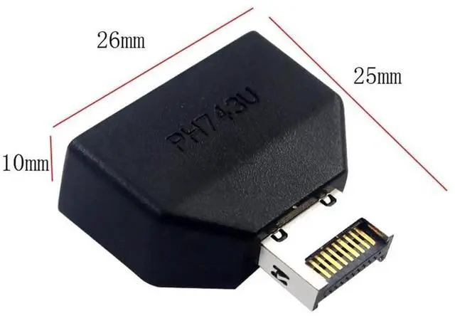 Alt view image 6 of 7 - JAENFONG Type-E Key-A to 20Pin Header 10Gbps Overmold IDC Socket USB 3.1 Front Panel Header to USB 3.0 19Pin Extension Connector Adapter with CH334P