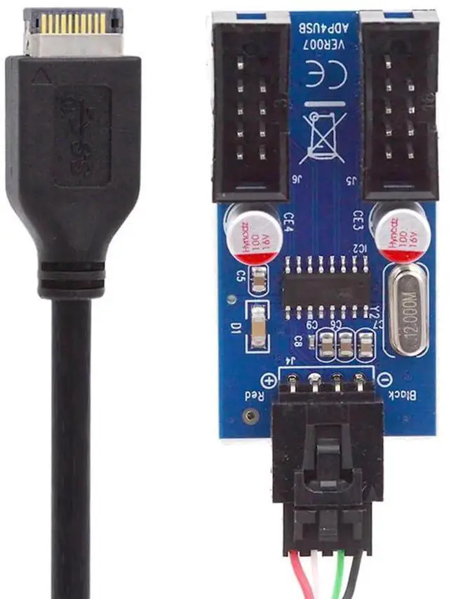 Main image of JAENFONG USB 3.1 Type-E Front Panel Header to 4pin IDC Housing USB Type-A Male 1 to 2 Female Motherboard 9pin Header HUB Adapter Port Multiplier
