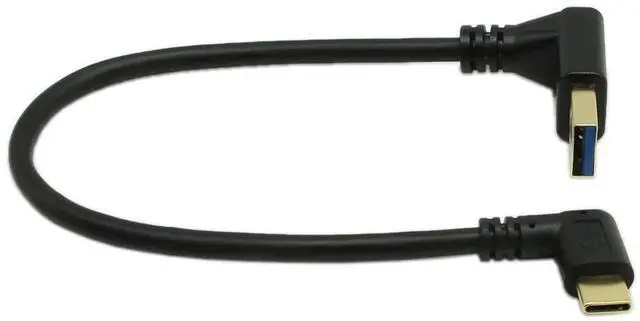 Alt view image 3 of 6 - JAENFONG USB-C to USB 3.0 Adapter, 10In Right Angle Type C Cable, 90 Degree USB 3.1 Type C (USB-C) Male to USB 3.0 Type A Male Connector Sync & Charging Cable.(Black