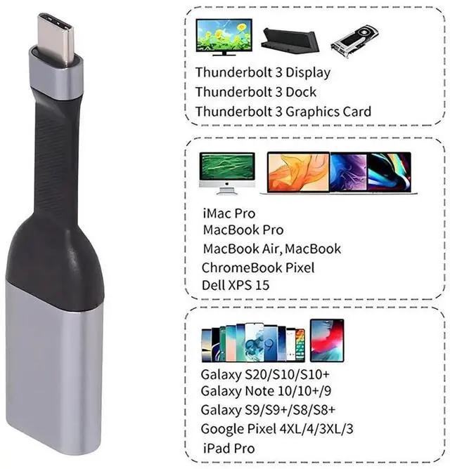 Alt view image 7 of 7 - JAENFONG USB-C to HDMI Adapter 4K 60hz Type-C Source to HDMI Sink Monitor HDTV Converter Ultra Slim Flat Cable 1080p for Laptop Tablet Phone