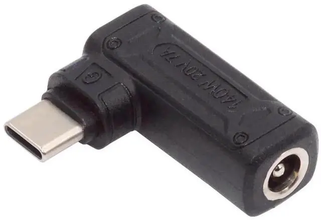 Main image of JAENFONG 90 Degree Angled DC Jack 5.5x2.1mm Input to USB-C Type-C 140W 100W Power Plug Charge Adapter for Laptop Phone