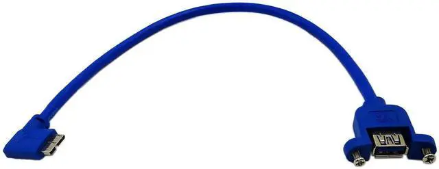 Alt view image 5 of 6 - JAENFONG 12" Panel Mount USB 3.0 A Female to 90 Degree Left Angled Micro B Male Extension Cable with Screws(Blue)