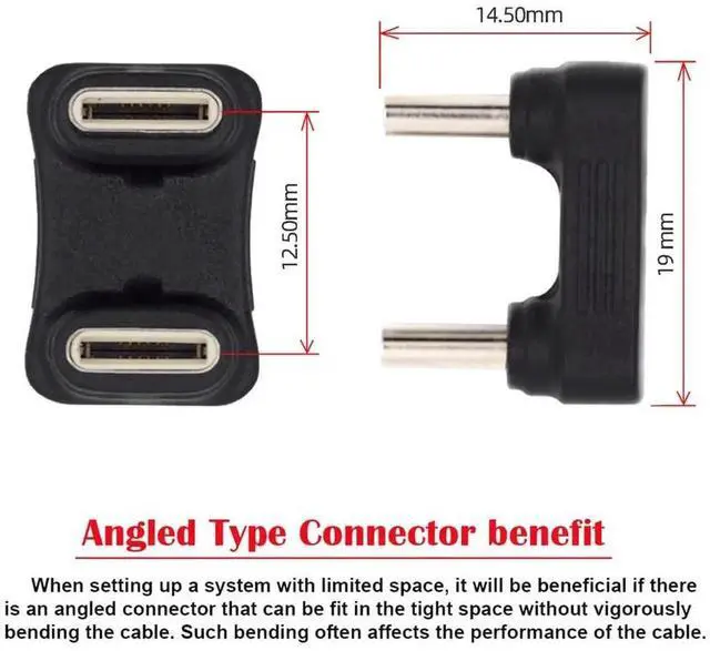 Alt view image 5 of 7 - JAENFONG Opposite U Shape Back Angled 480Mbps USB-C Type C Male to Male Coupler Extender Power Data Adapter for Power Bank Phone Laptop