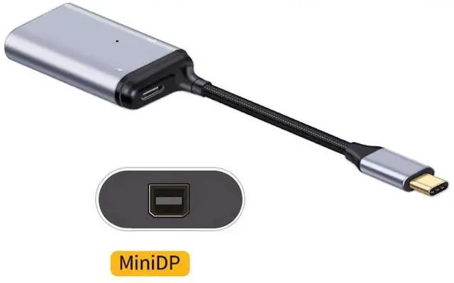 Alt view image 3 of 6 - USB-C Type C to Mini DP Displayport Monitor Converter Adapter 4K 2K 60hz with Female PD Power Port