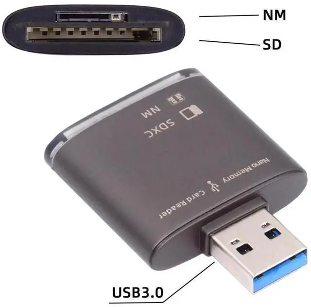 Alt view image 7 of 7 - JAENFONG USB 3.0 to NM Nano Memory Card & SD Card Reader Adapter with Dual Port Writer for Mate Seial Phone & Camera & Laptop