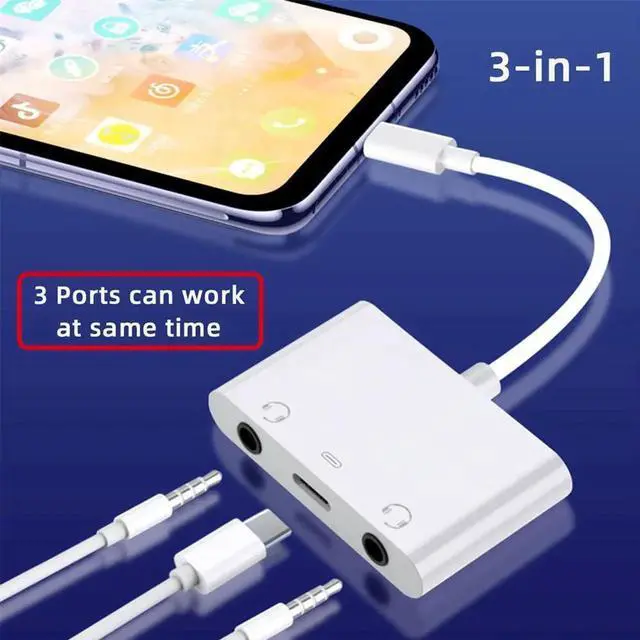 Alt view image 6 of 7 - JAENFONG USB C Hub Type C to Dual 3.5mm Audio AUX & MIC Sound Card with PD Power Charge Adapter 3 in 1 USB Extender Compatible with Laptop Tablet Phone