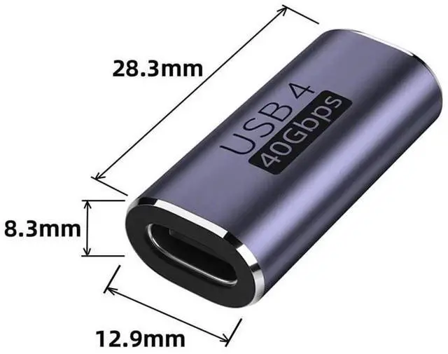 Alt view image 6 of 7 - JAENFONG USB4 Type C Female to Female 100W Power Data 8K Video Adapter Extender 40Gbps for Laptop Phone