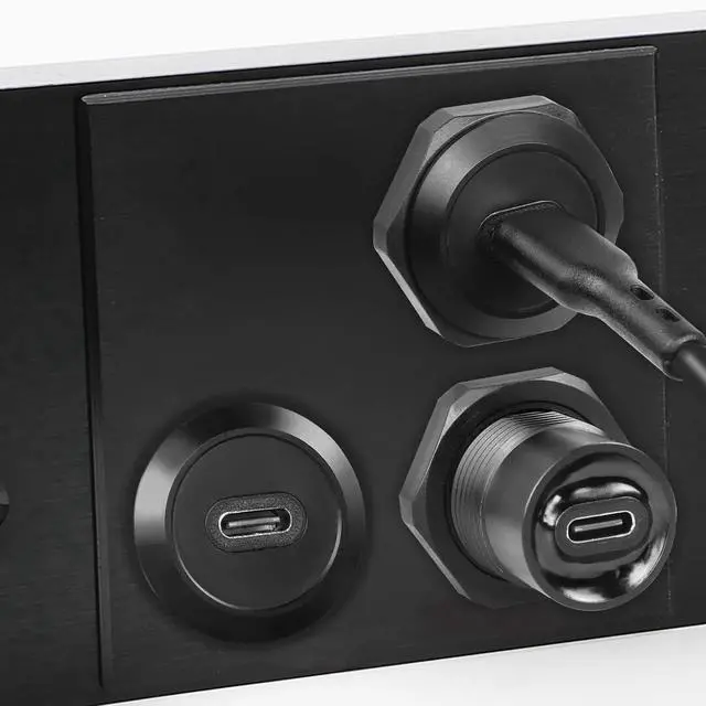 Alt view image 7 of 7 - JAENFONG USB C Panel Threaded Fixed Mount Coupler Converter Adapter USB 3.1 Type C Female to Female Flush Panel Mount Connector 10Gbps 100W for Dashboard or Equipment Panel