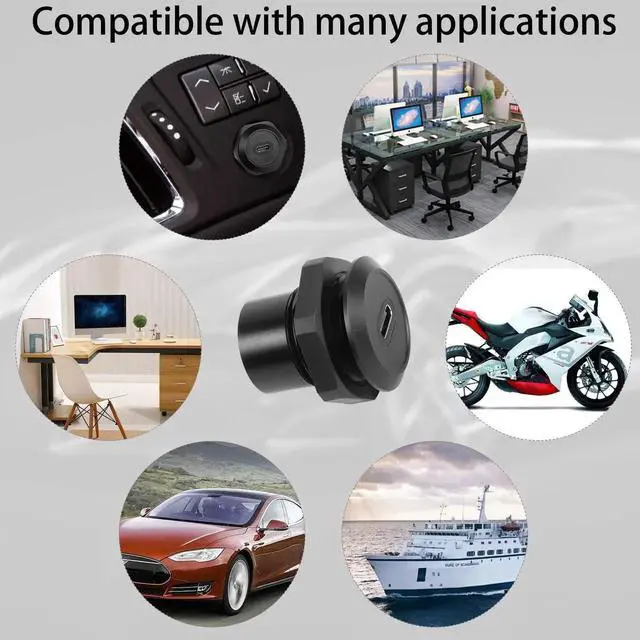 Alt view image 6 of 7 - JAENFONG USB C Panel Threaded Fixed Mount Coupler Converter Adapter USB 3.1 Type C Female to Female Flush Panel Mount Connector 10Gbps 100W for Dashboard or Equipment Panel