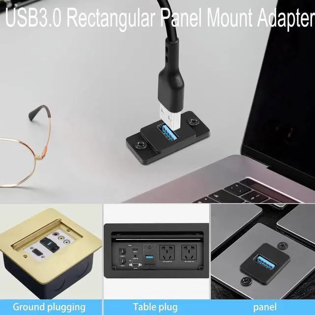 Alt view image 7 of 7 - JAENFONG USB3.0 Female to Female Panel Mount Connector - 5Gbps USB3.0 Mounting Socket Data Module, 5V/0.5A Charging, for Device Panel, Desktop, Wall