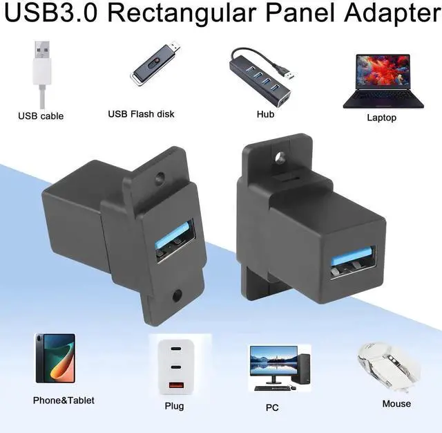 Alt view image 5 of 7 - JAENFONG USB3.0 Female to Female Panel Mount Connector - 5Gbps USB3.0 Mounting Socket Data Module, 5V/0.5A Charging, for Device Panel, Desktop, Wall