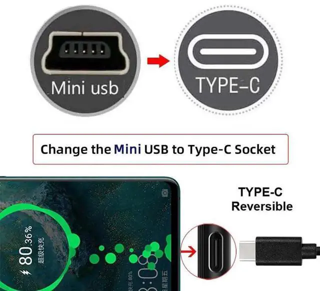 Alt view image 2 of 7 - JAENFONG 5pcs/lot Type-C Female Socket DIY Solder Connector Replace for Mini-USB 5Pin Female SMT Type DC 5V Power