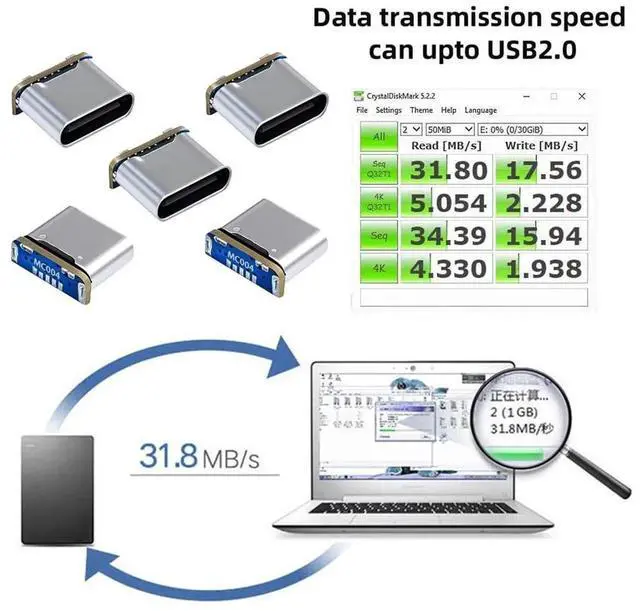 Alt view image 7 of 7 - JAENFONG 5pcs/lot Type-C Female Socket DIY Solder Connector Replace for Mini-USB 5Pin Female SMT Type DC 5V Power