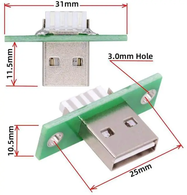 Alt view image 3 of 7 - JAENFONG 5pcs USB Type-A Male DIY OEM Plug Connector with Panel Mount Reversible Design Solder Type Replacement