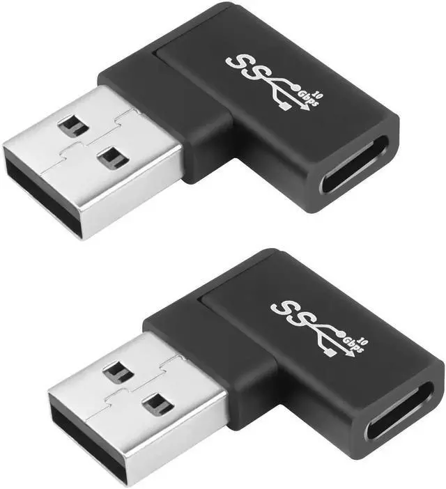 Main image of JAENFONG USB 3.1 to USB C 90 Angle Adapter 10Gbps USB A Male to Type C Female Left Angle Coupler Data Transfer L-Shaped Connector for PC Laptop Tablet, 2Pcs (Left Lateral Bend)