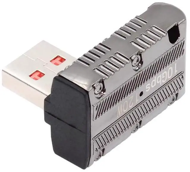 Main image of JAENFONG USB 3.1 Type C Female to USB 3.0 A Male Adapter 10Gbps Mecha Cyberpunk Styles USB-C 120W Power Data Converter 90 Degree Low Profile Type Left Angled Alloy Shell for Phone Laptop