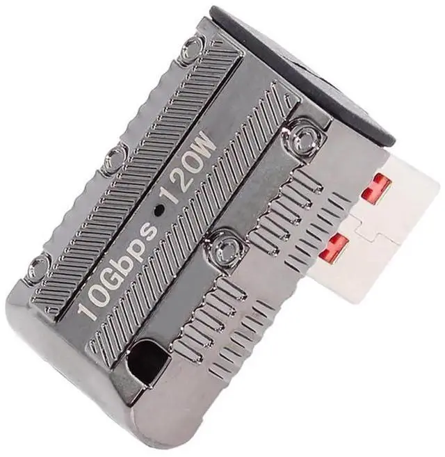 Alt view image 6 of 7 - JAENFONG USB 3.1 Type C Female to USB 3.0 A Male Adapter 10Gbps Mecha Cyberpunk Styles USB-C 120W Power Data Converter 90 Degree Low Profile Type Left Angled Alloy Shell for Phone Laptop