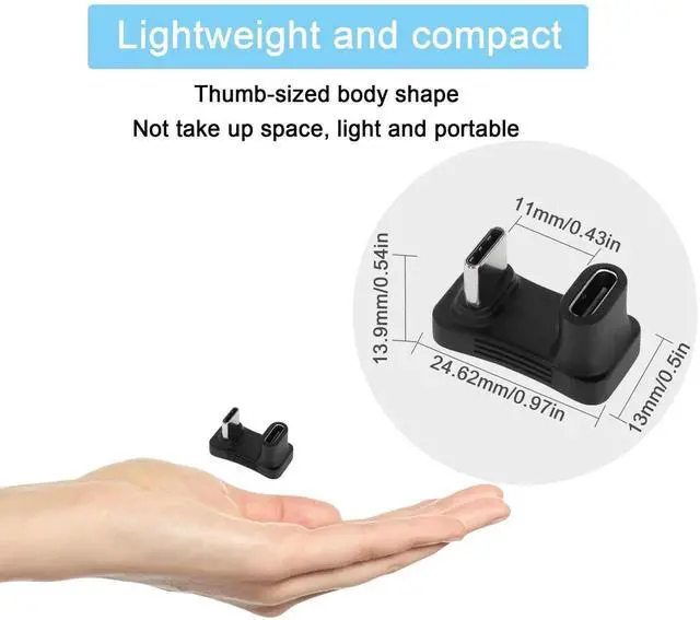 Alt view image 5 of 7 - JAENFONG Wider U Shaped Angle USB C Adapter 10Gbps USB3.1 Type C Male to Female U Shaped Wide Distance Connector, Support 4k@60HZ HD Audio/Video 100W, for Smartphone Laptop Tablet Steam Deck