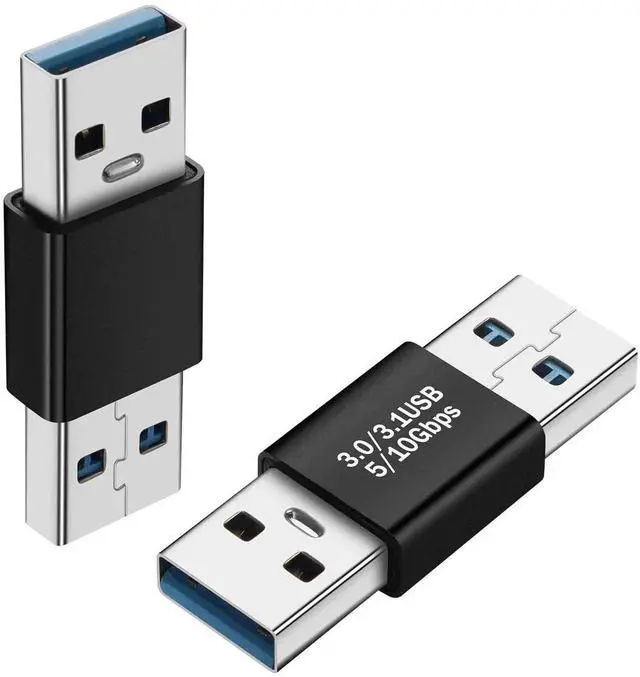 Main image of JAENFONG USB3.0 Male to Male 180 Degree Adapter Extender 5Gbps USB3.0 USB3.1 Gen1 Plug to Plug Data Charging Reverse Angle Connector 5V/3A, Al Shell, for Extension USB PC Laptop Tablet PC,2Pcs