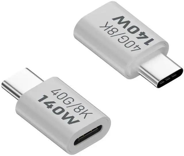 Main image of JAENFONG 140W USB C Adapter Extender 40Gbps USB Type C 4.0 Male to Female Data Connector, Support PD140W (28V5A)/8K@60Hz Cast Screen, Al Alloy Hull, for Thunderbolt 3 iPhone 15 Steam Deck, 2Pcs