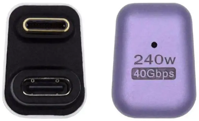 Main image of JAENFONG USB4 240W 40Gbps 8K 60Hz Adapter, Type C Male to Female 240W Power 40Gbps Data 8K Video Adapter for NS Phone Laptop (Male to Female Opposite U Shape Back Angled)
