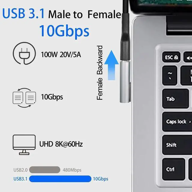 Alt view image 7 of 7 - JAENFONG USB 3.1 90° Adapter USB A Male to Female Right Angle Coupler 10Gbps USB 3.1 Data Transfer Charging Converter Connector,for Power Bank Tablet Computer,2Pcs (Female Backwards)