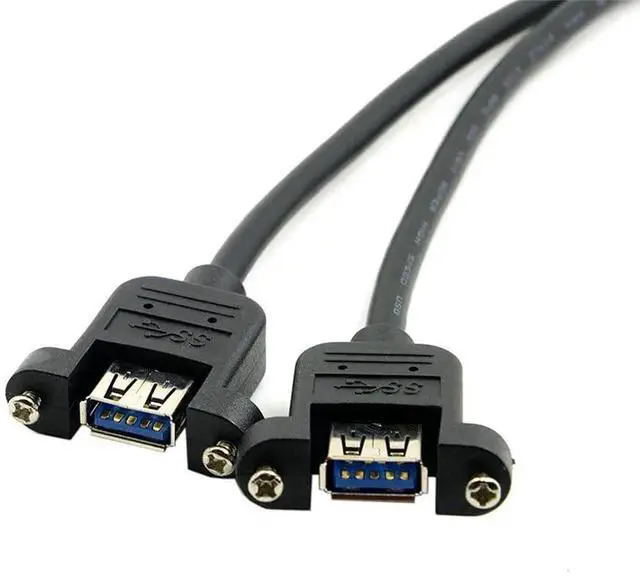 Alt view image 2 of 7 - JAENFONG USB 3.0 Dual Ports A Female Screw Mount Type to Motherboard 20pin Header Cable Black 25CM