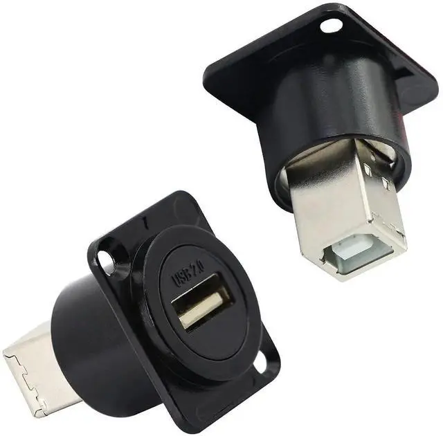 Alt view image 2 of 7 - JAENFONG D-Type Panel Mount Coupler USB 2.0 to USB B Female-to-Female Panel Fixed Pass-Through Module Converter Printer Scanner Adapter Extender Panel Mounting Socket