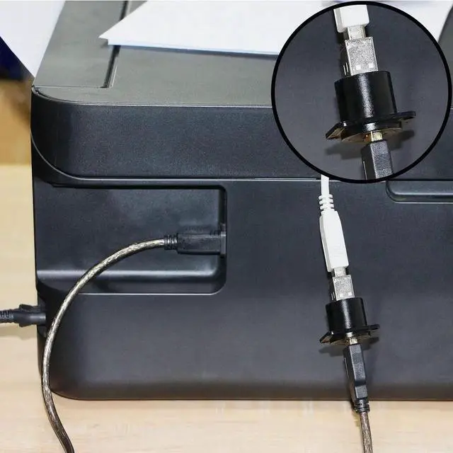 Alt view image 4 of 7 - JAENFONG D-Type Panel Mount Coupler USB 2.0 to USB B Female-to-Female Panel Fixed Pass-Through Module Converter Printer Scanner Adapter Extender Panel Mounting Socket