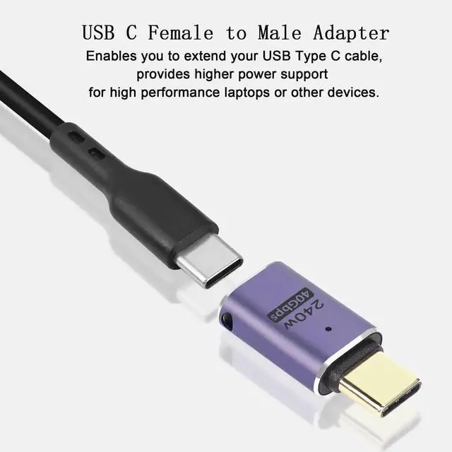 Alt view image 6 of 6 - JAENFONG 240W 40Gbps USB4.0 C Adapter Type C 4.0 Male to Female Connector, with LED Indicator, Support 8K Audio and Video Transmission, for Smartphone Tablet Steam Deck, 2 Pcs (Passthrough F/M)